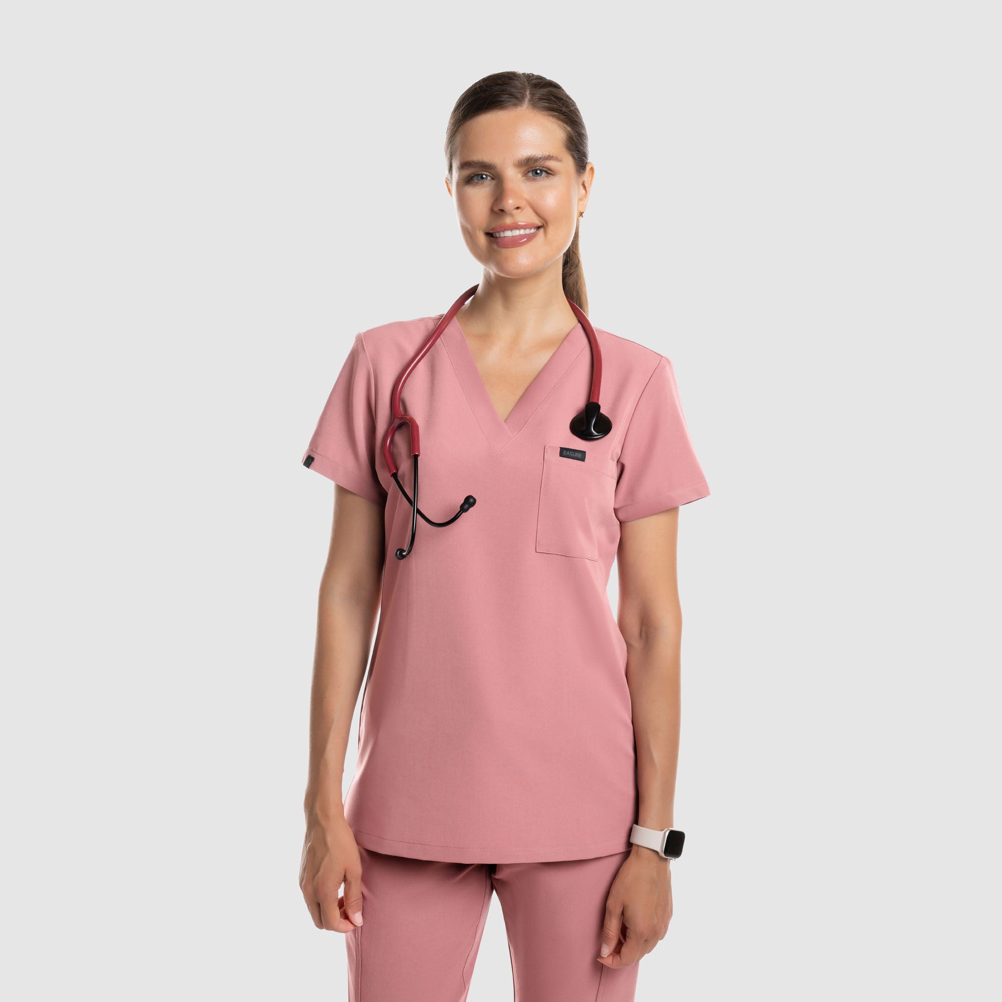 Amara One Pocket Scrub Top Mauve