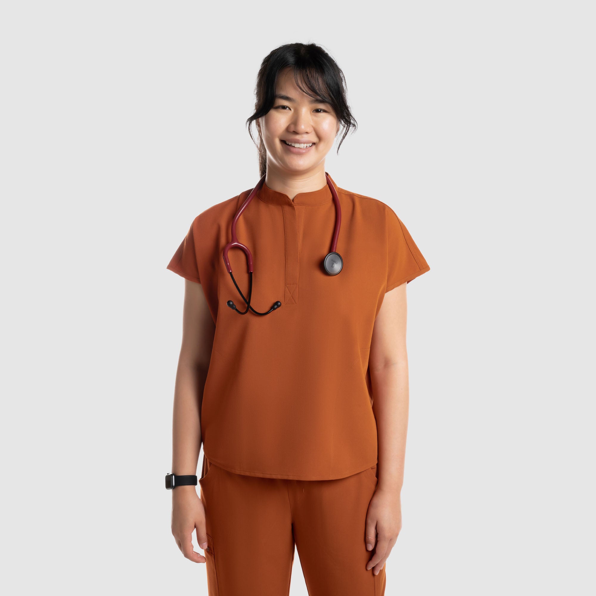 Luna Oversized Scrub Top Burnt Orange