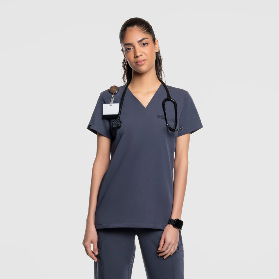 Three Pocket Scrub Top Pewter