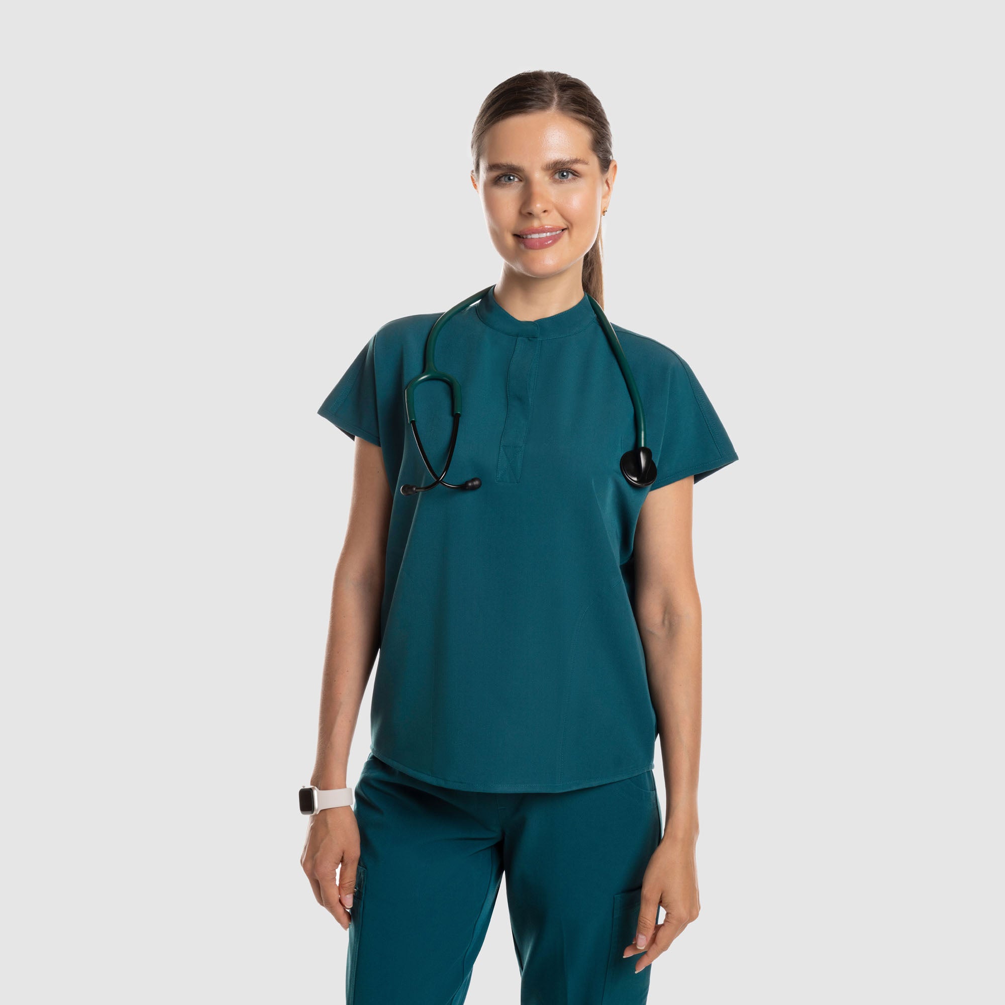 Luna Oversized Scrub Top Caribbean Blue
