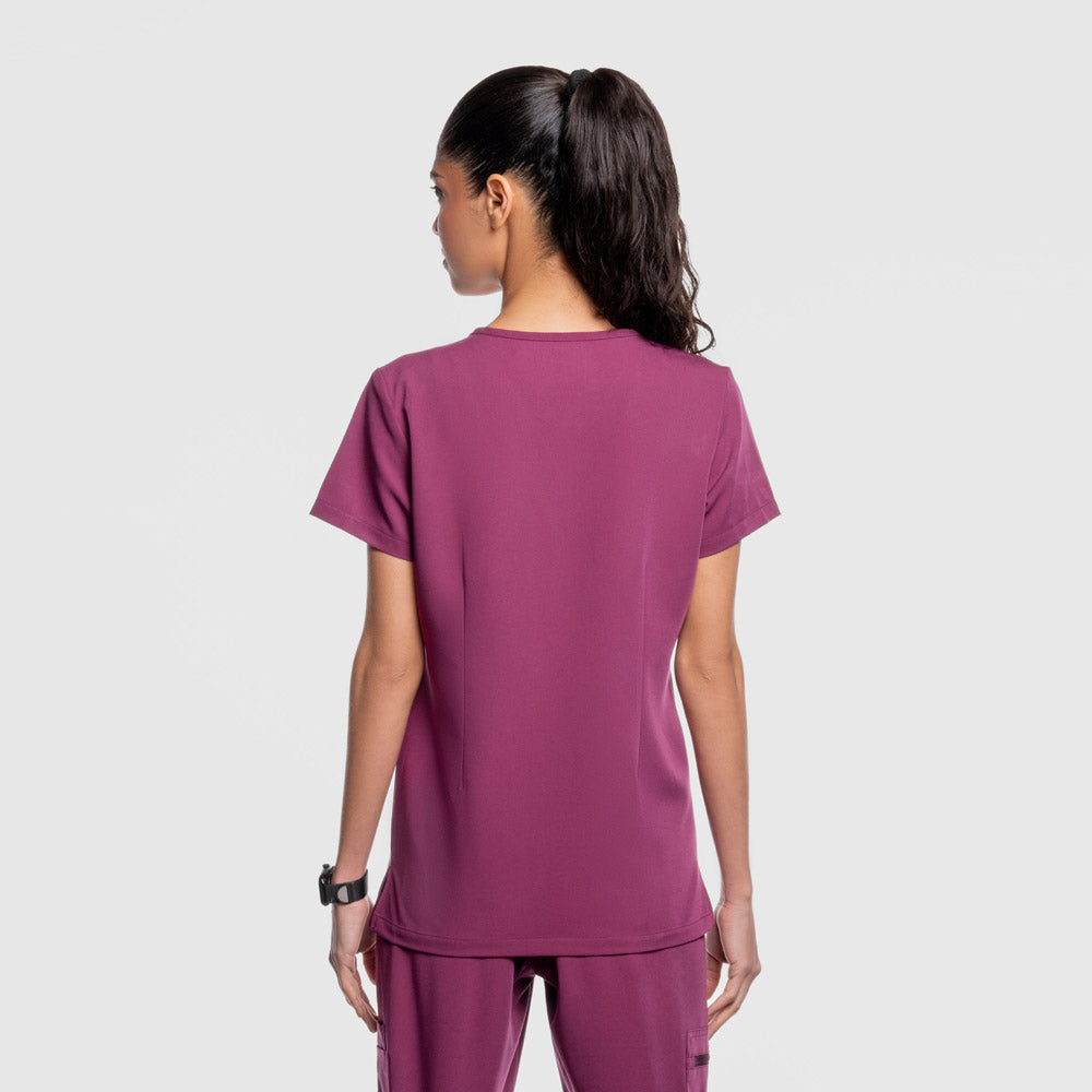 Amara One Pocket Scrub Top Wine