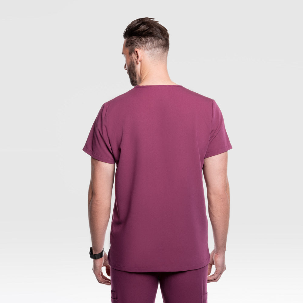 Nexus Three Pocket Scrub Top Wine