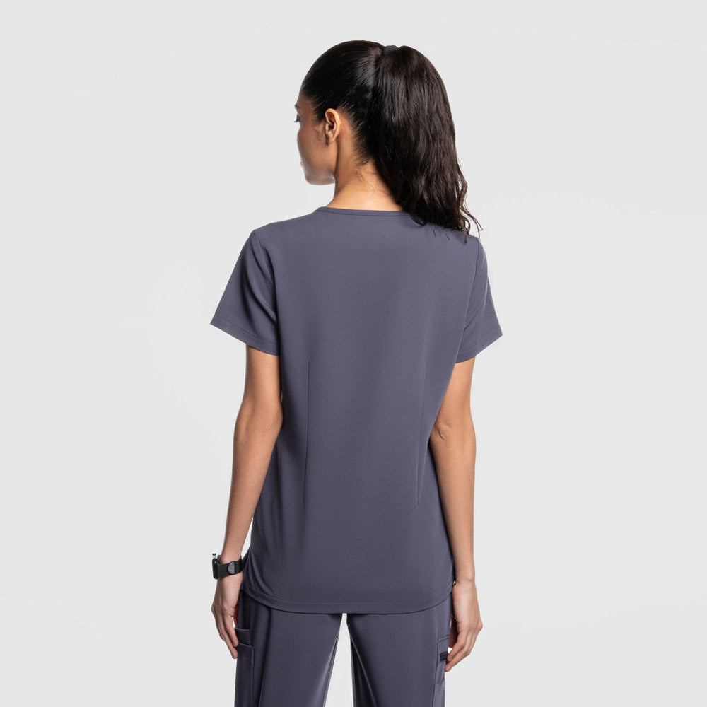 Nura Three Pocket Scrub Top Pewter