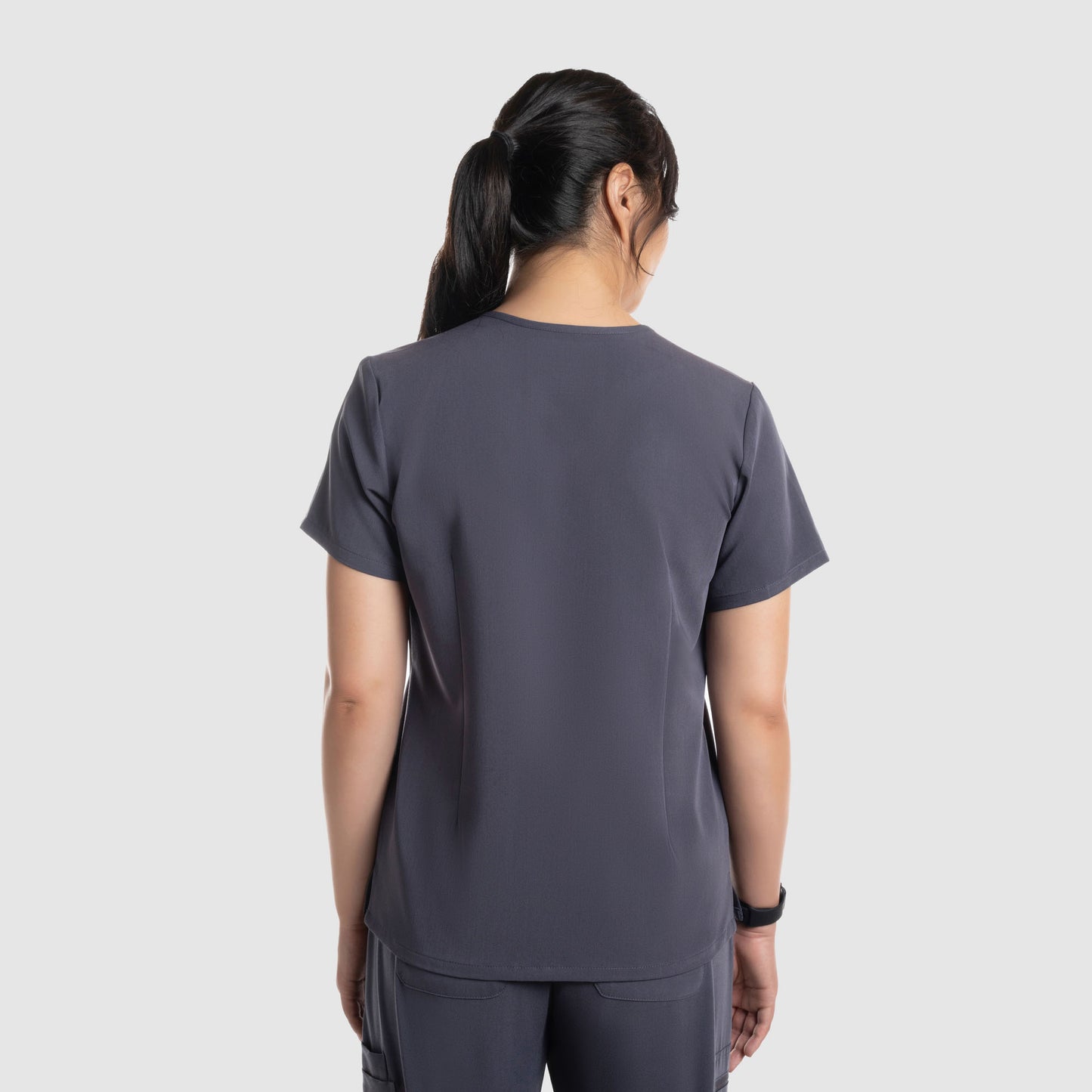 Mira Two Pocket Scrub Top Pewter