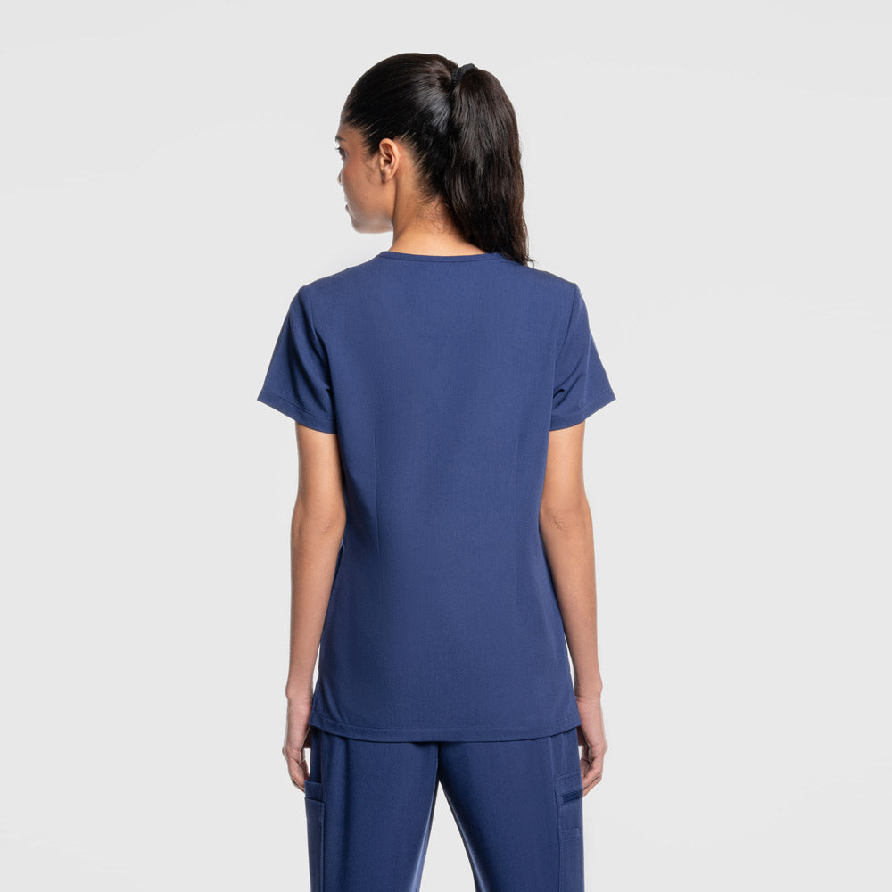 Nura Three Pocket Scrub Top Navy Blue