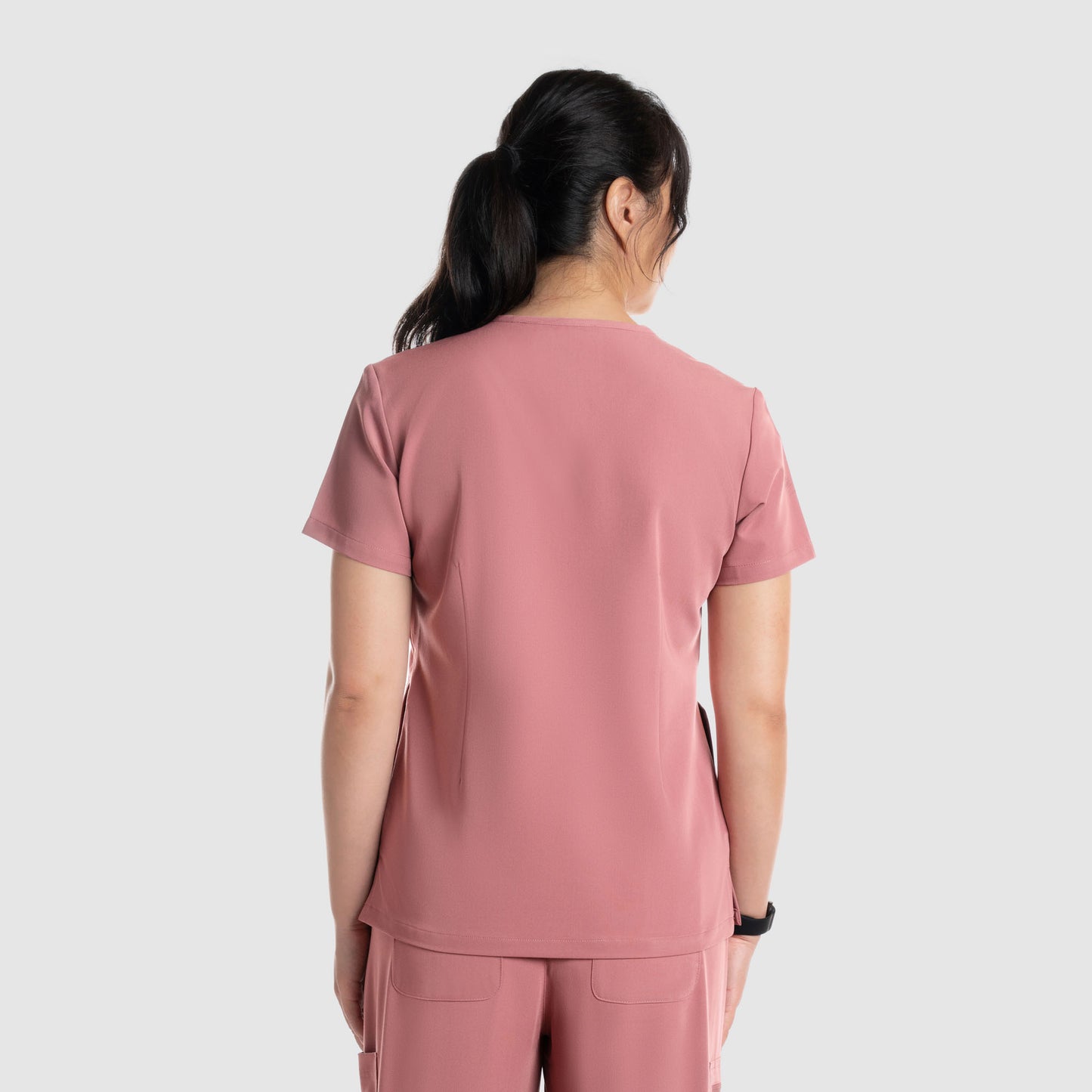 Nura Three Pocket Scrub Top Mauve