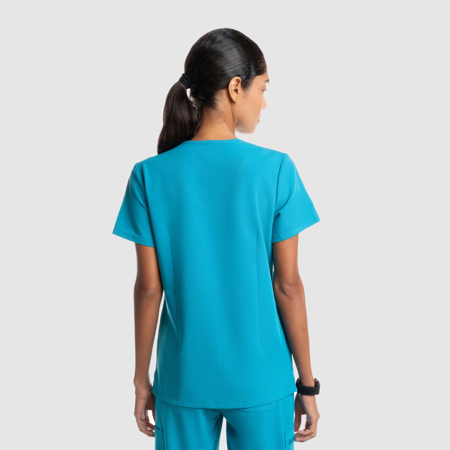 Mira Two Pocket Scrub Top Teal Blue