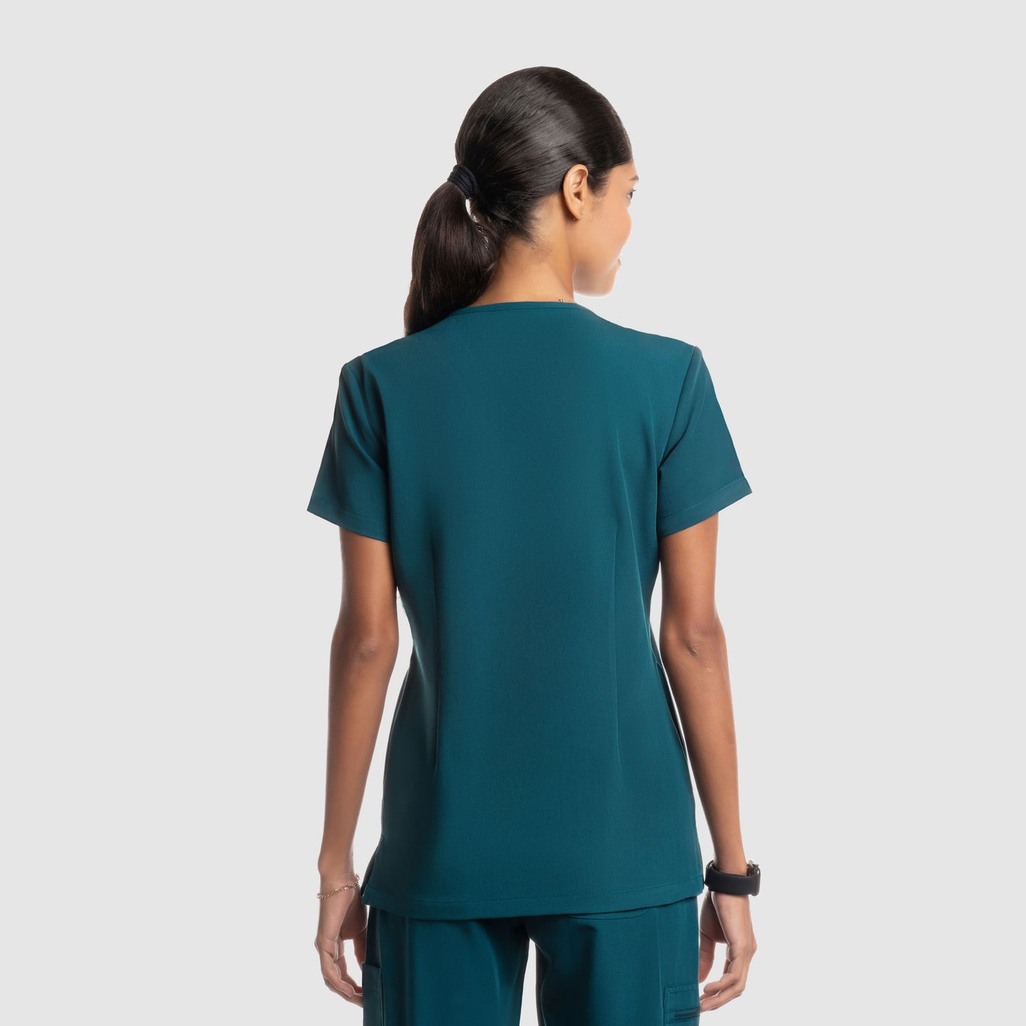 Nura Three Pocket Scrub Top Caribbean Blue