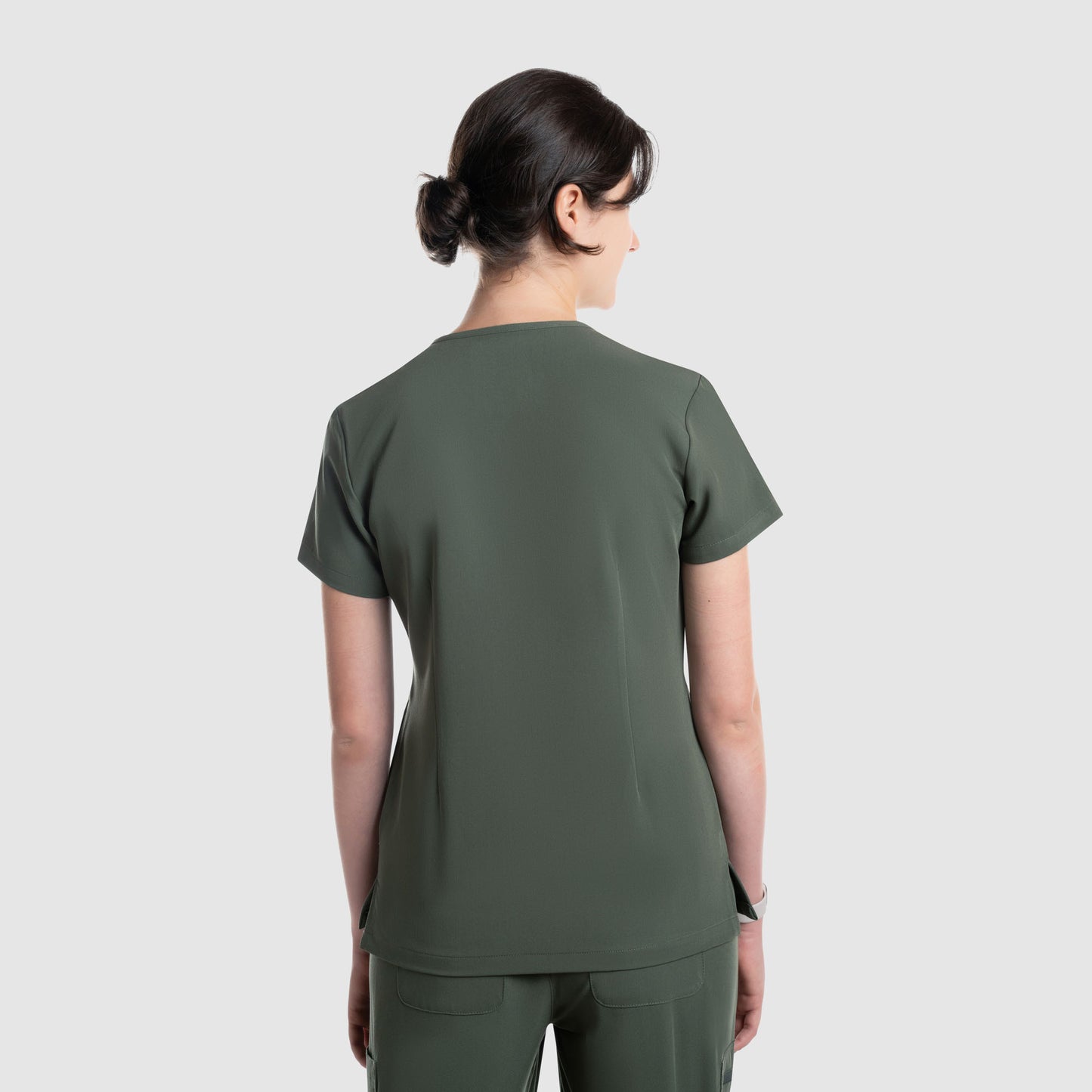 Nura Three Pocket Scrub Top Olive