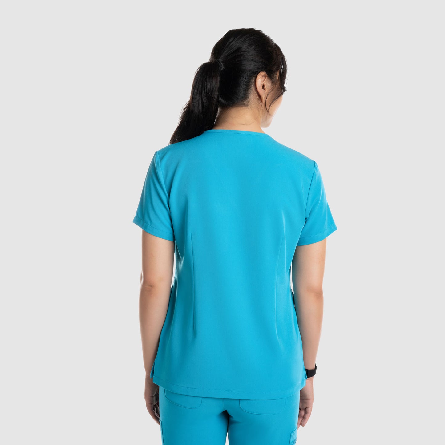 Nura Three Pocket Scrub Top Teal Blue
