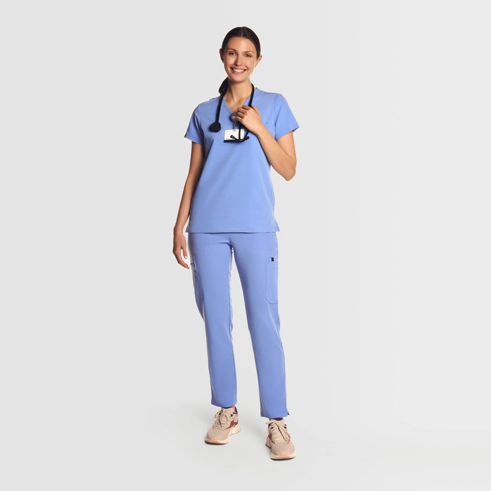 Three Pocket Scrub Top Ceil blue