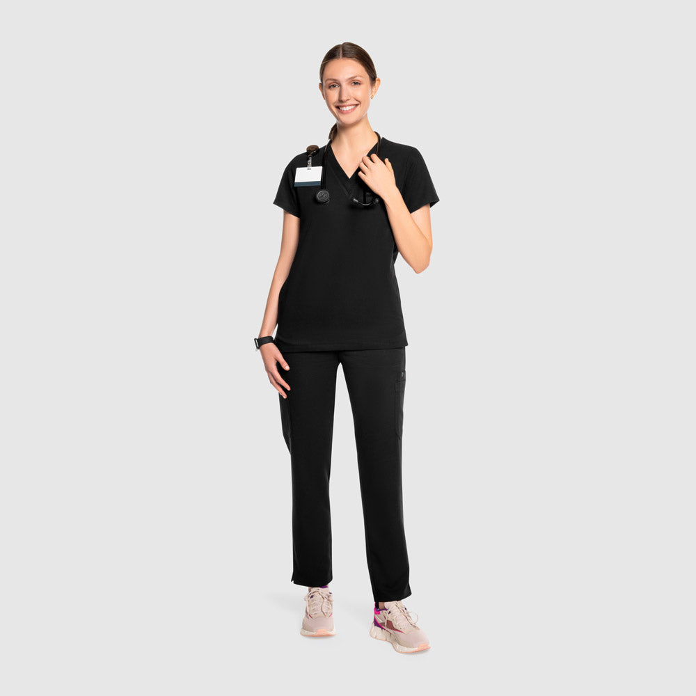 Nura Three Pocket Scrub Top Black