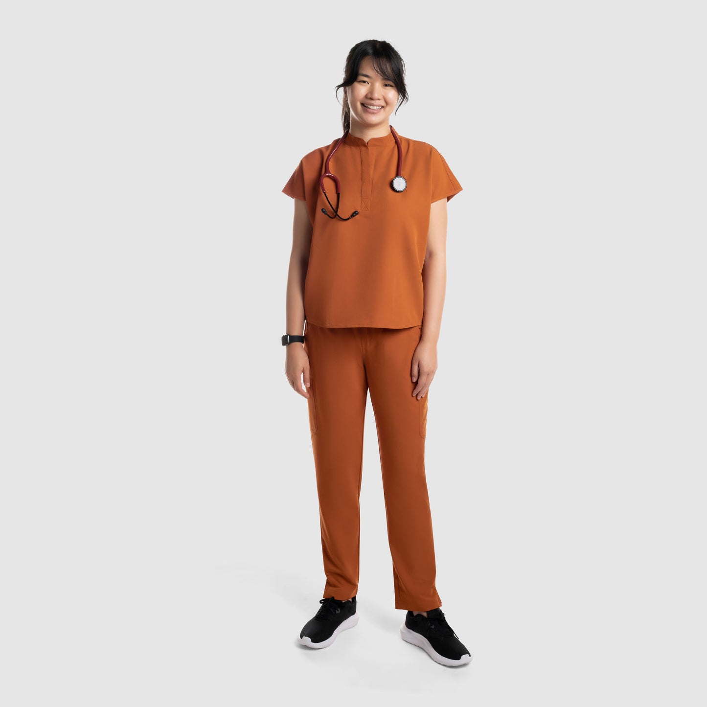 Luna Oversized Scrub Top Burnt Orange