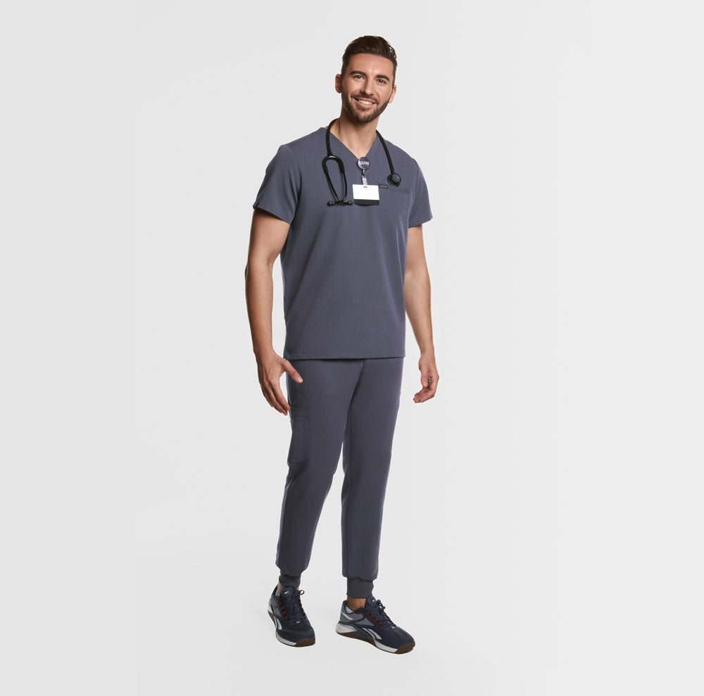 Aven One Pocket Scrub Top Pewter