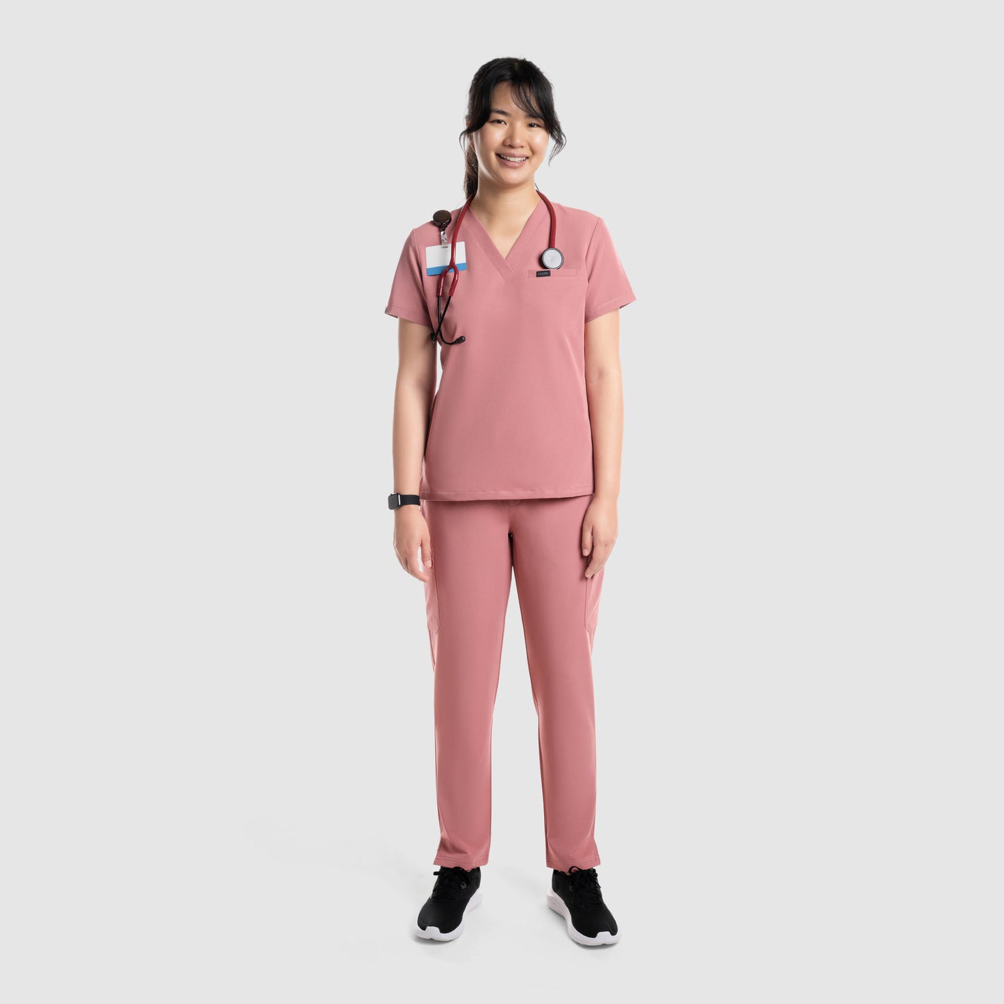 Nura Three Pocket Scrub Top Mauve
