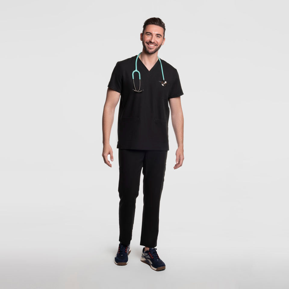 Three Pocket Scrub Top Black