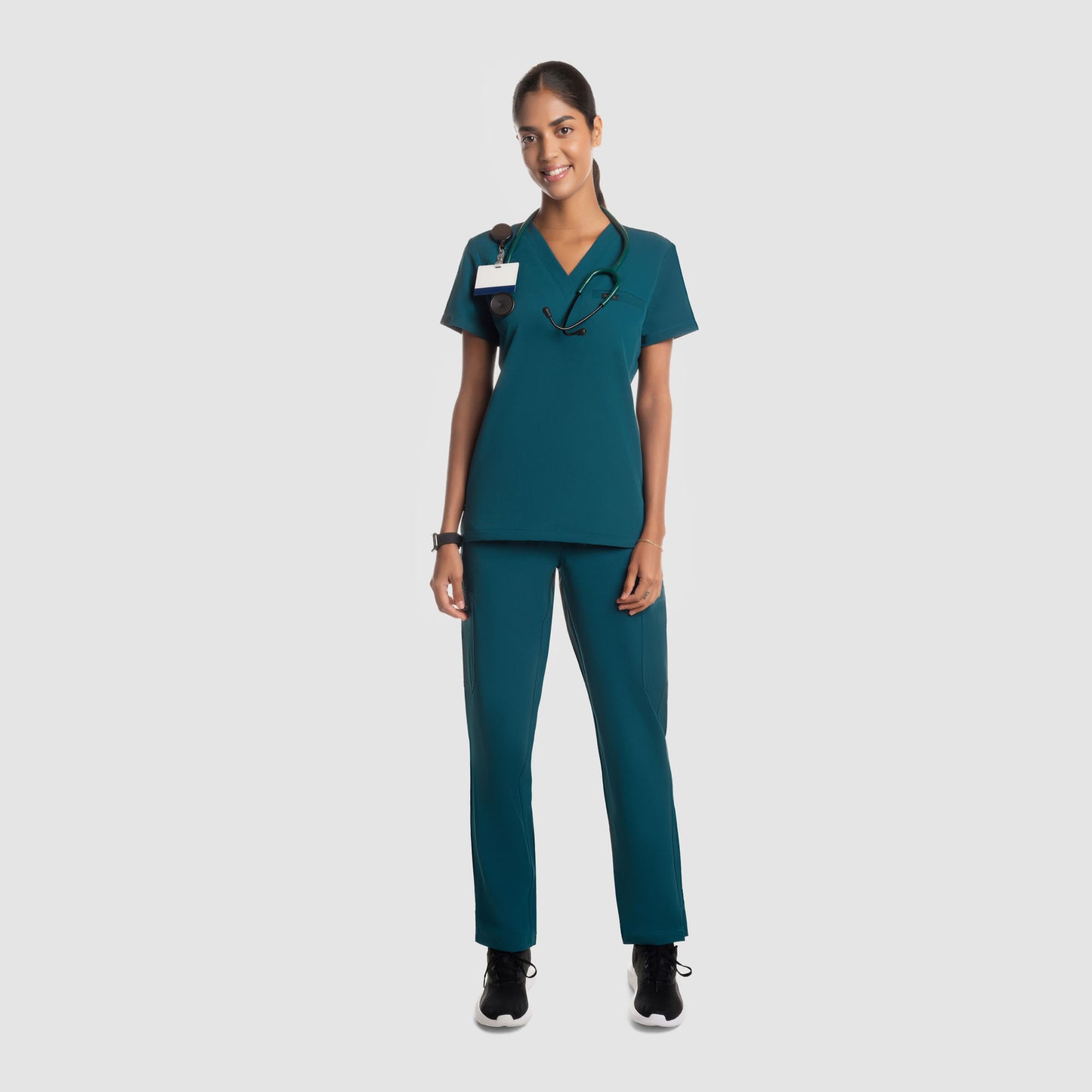 Nura Three Pocket Scrub Top Caribbean Blue