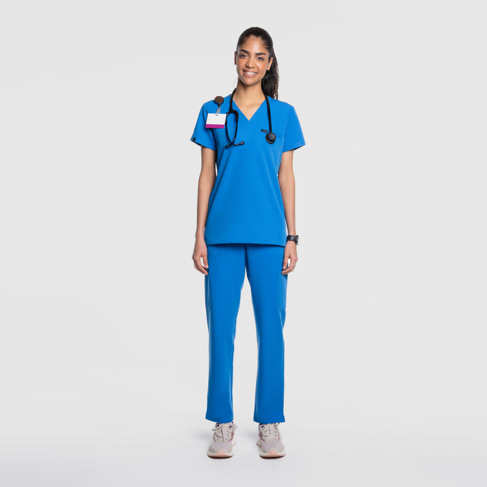 Nura Three Pocket Scrub Top Royal Blue
