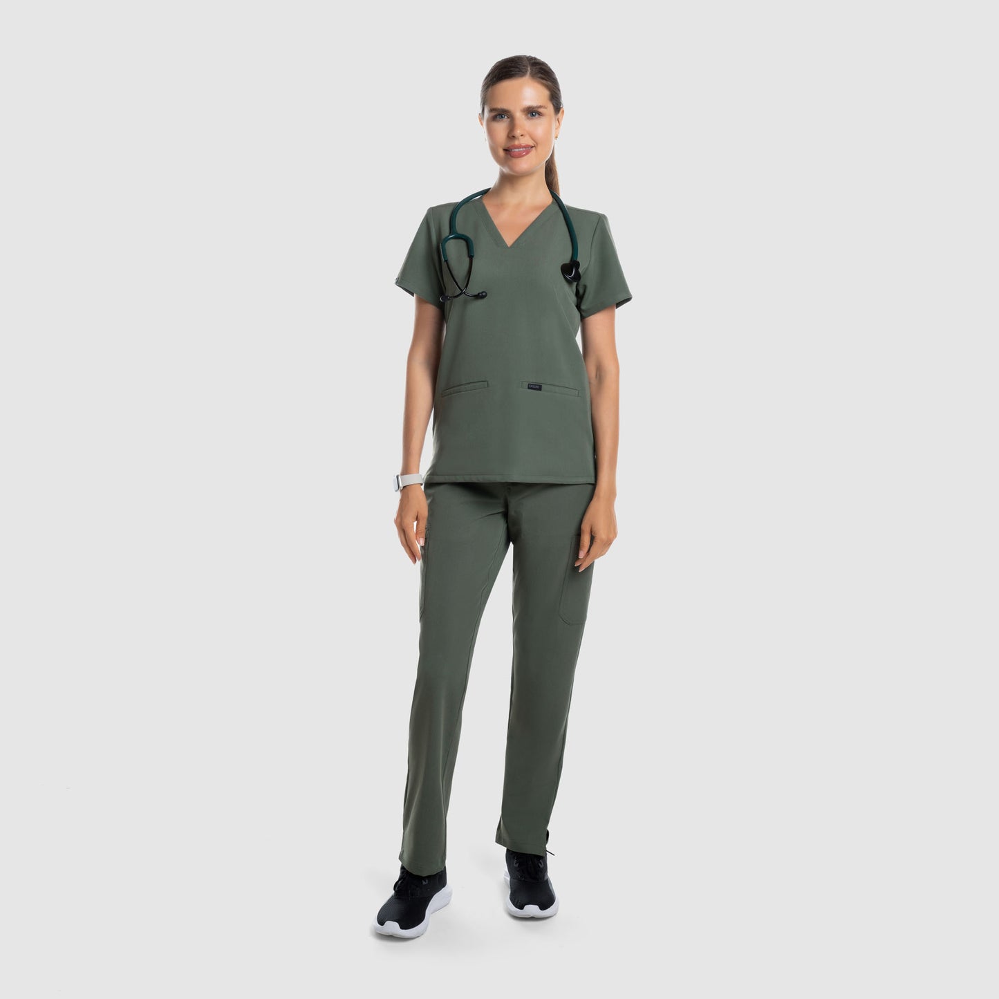Mira Two Pocket Scrub Top Olive