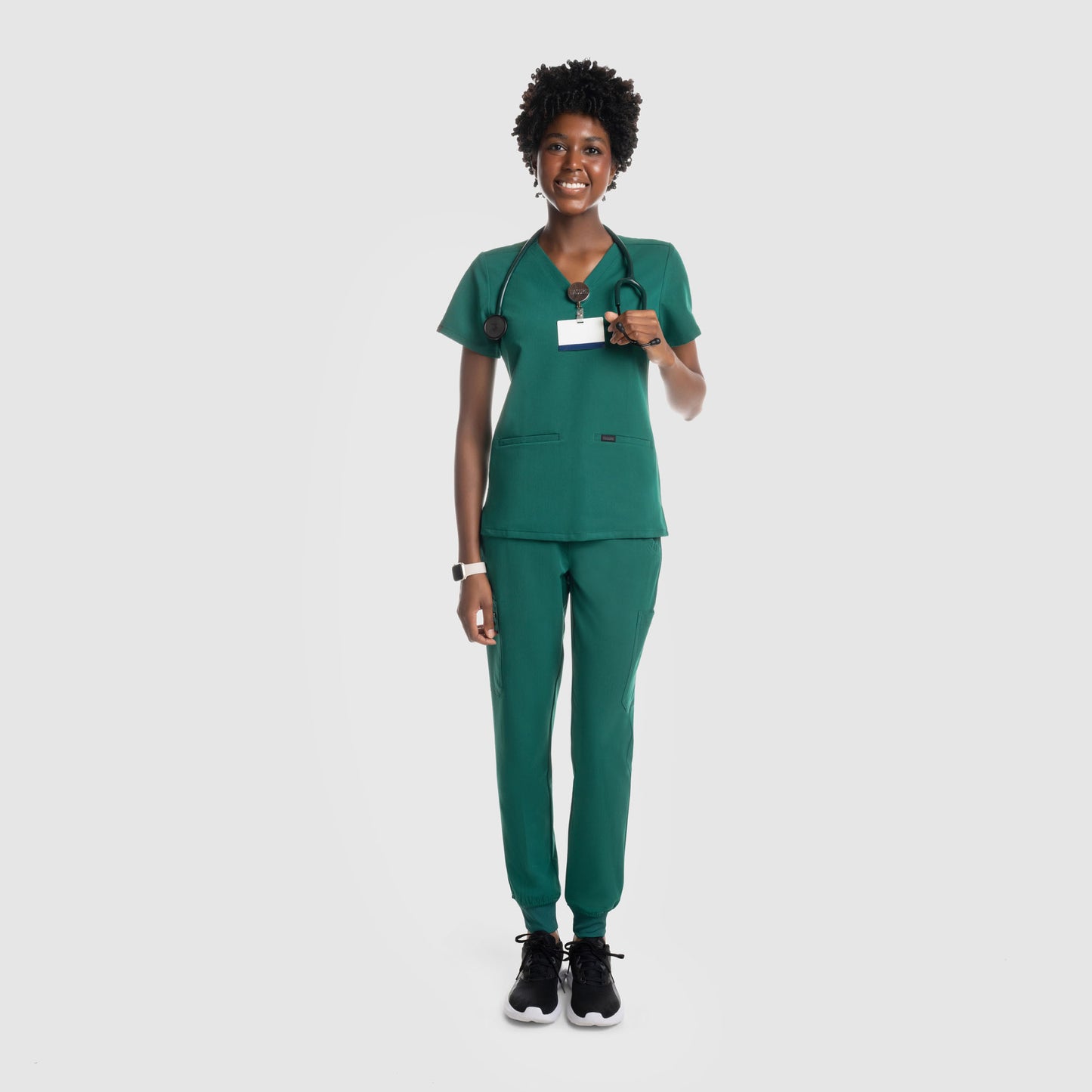 Mira Two Pocket Scrub Top Hunter Green