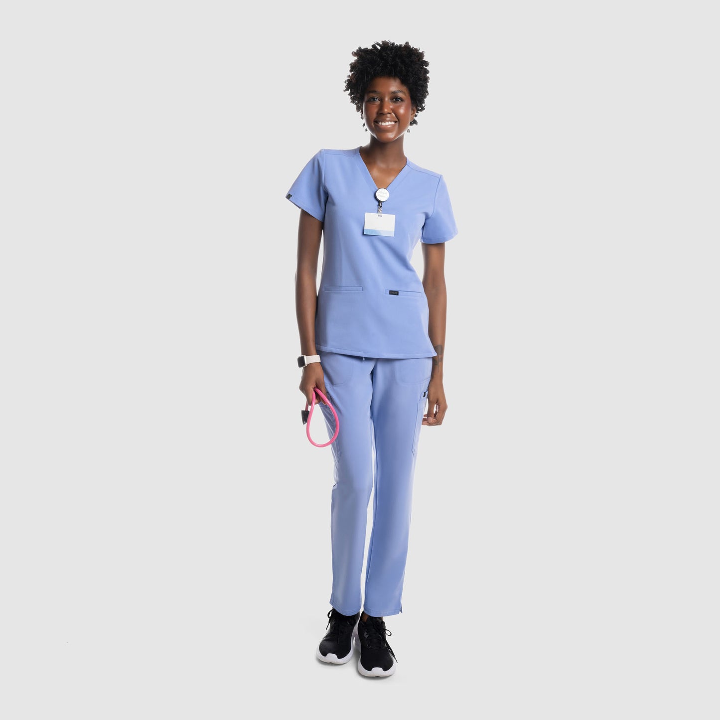 Mira Two Pocket Scrub Top Ceil Blue