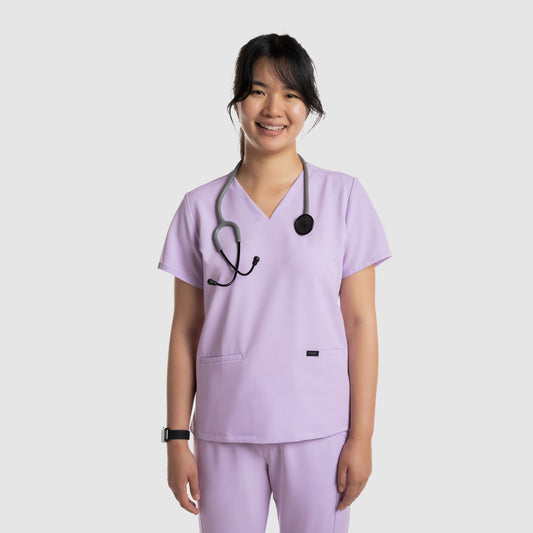 Mira Two Pocket Scrub Top Lavender