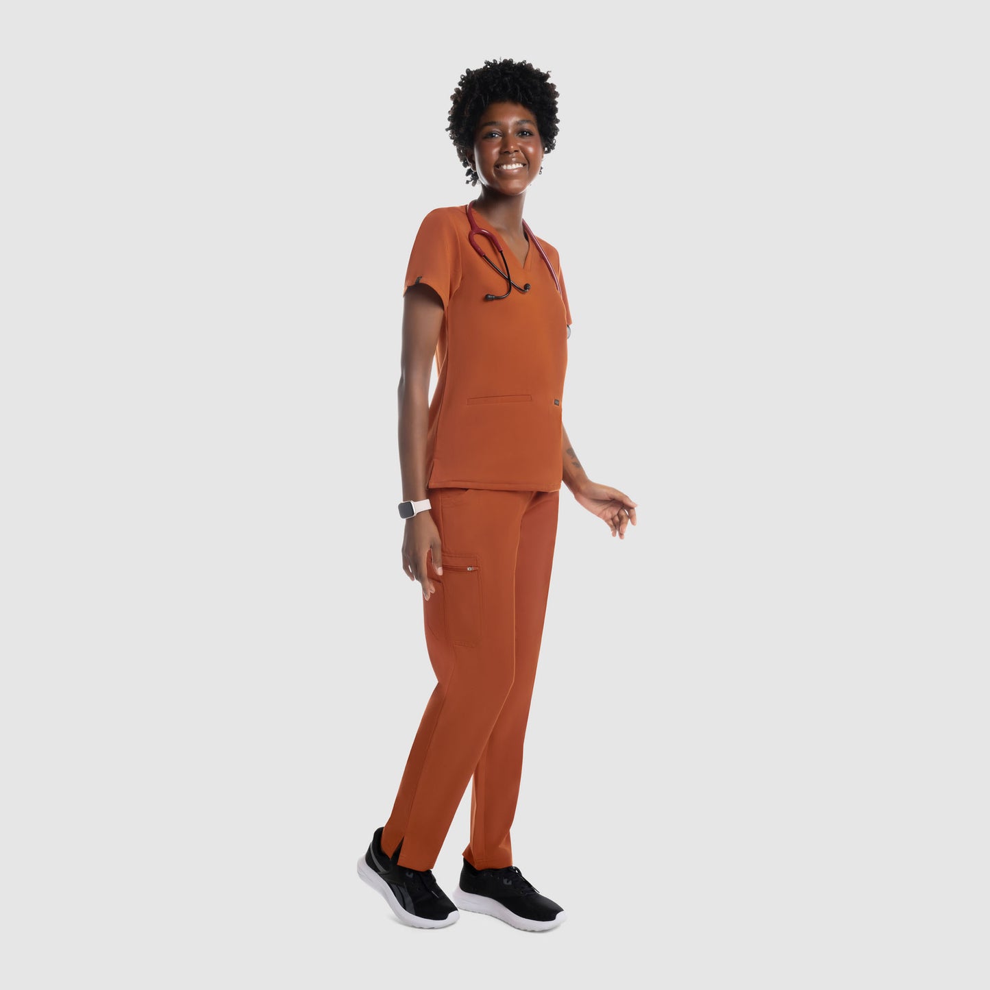 Mira Two Pocket Scrub Top Burnt Orange