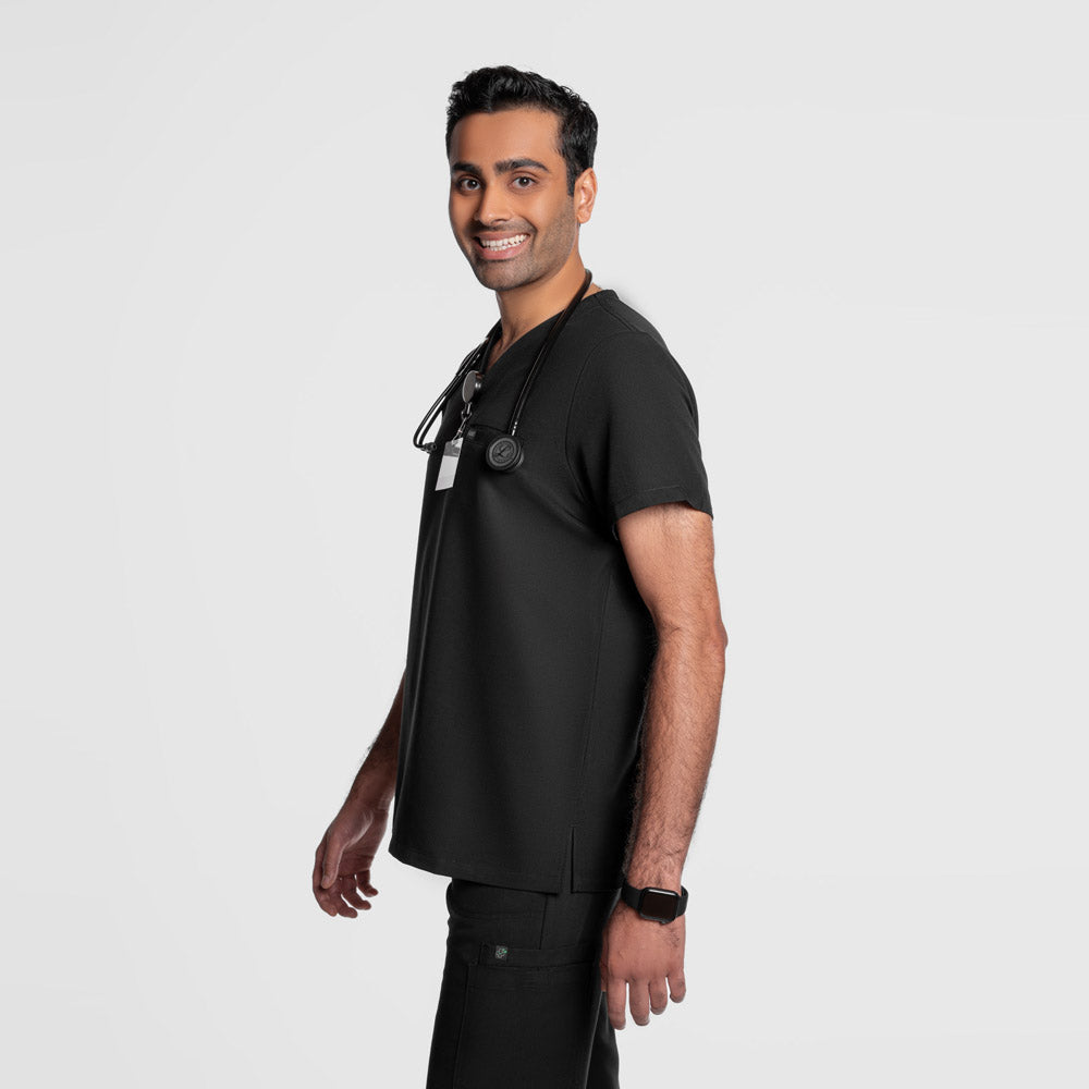 Aven One Pocket Scrub Top Black