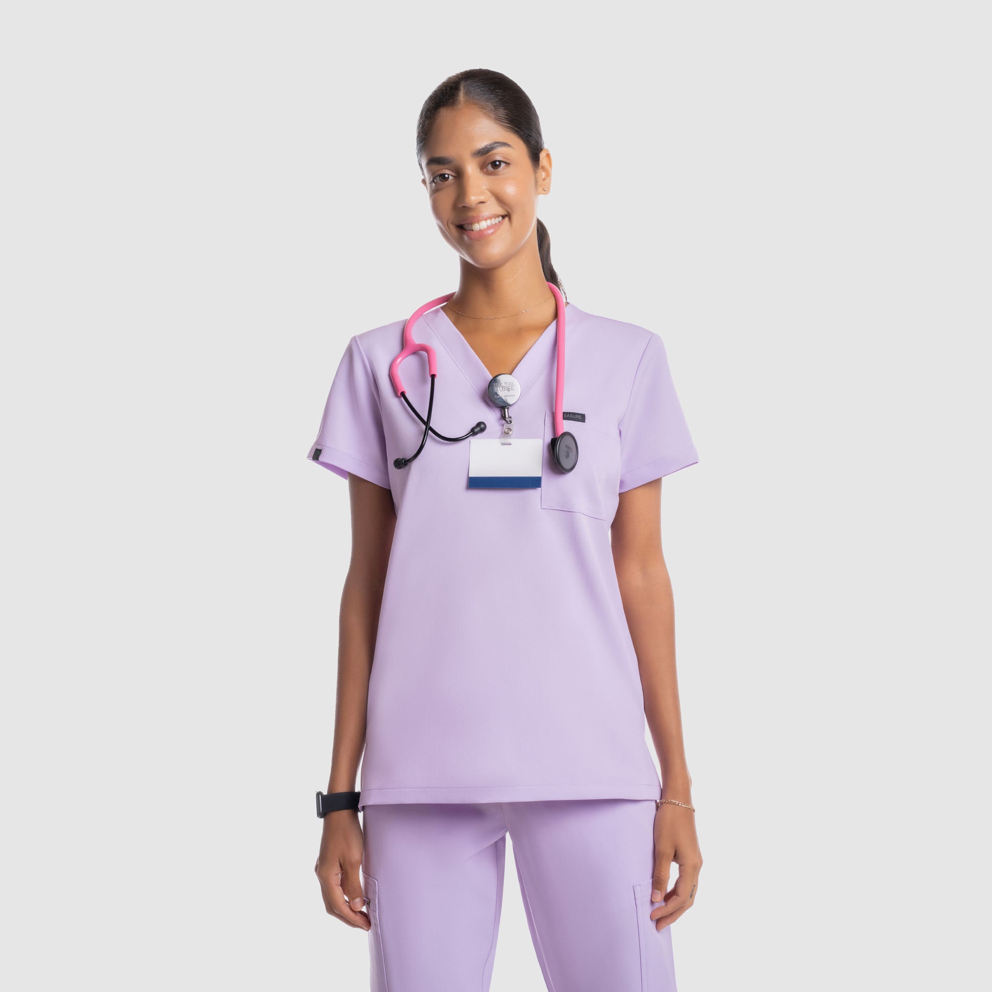 Amara One Pocket Scrub Top Lavender