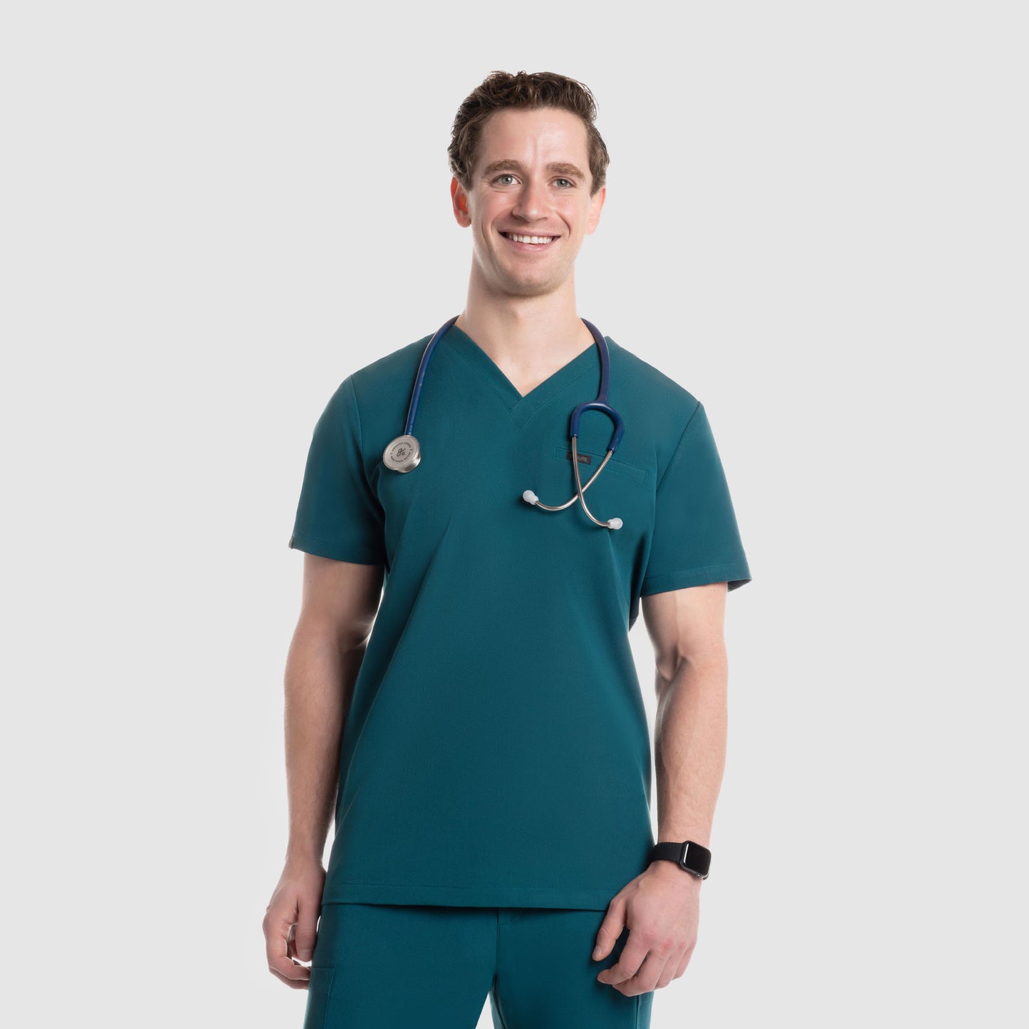 Aven One Pocket Scrub Top Caribbean Blue