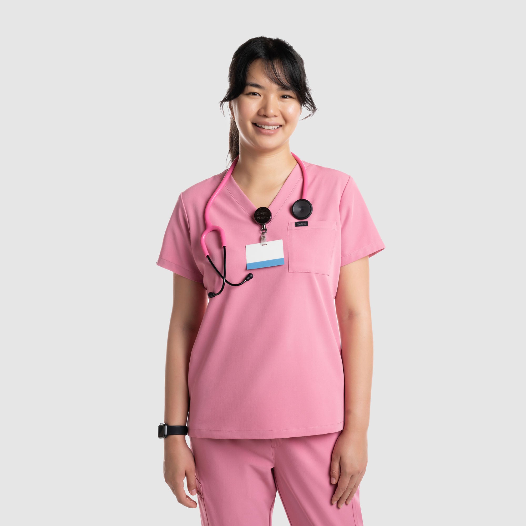 Amara One Pocket Scrub Top Chalk Pink