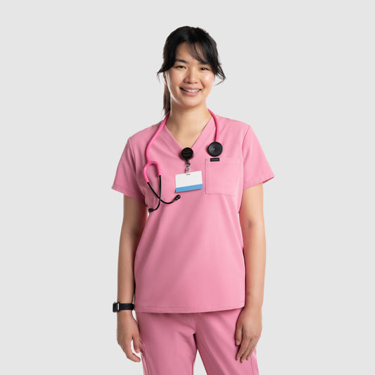 Amara One Pocket Scrub Top Chalk Pink
