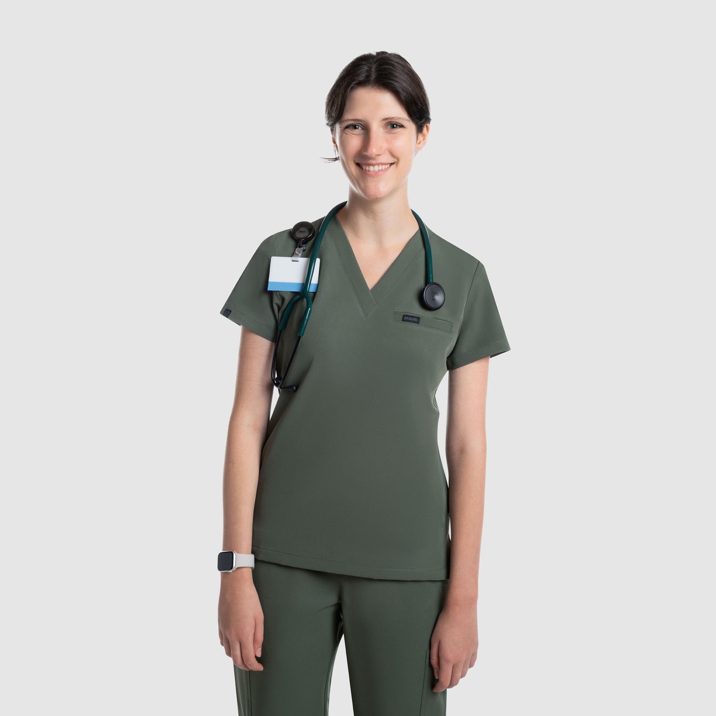 Nura Three Pocket Scrub Top Olive