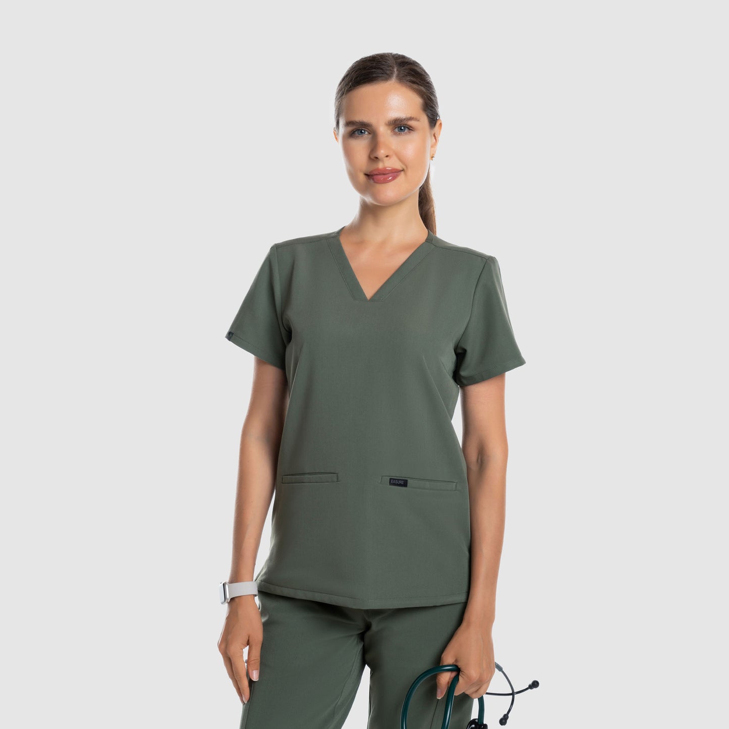 Mira Two Pocket Scrub Top Olive