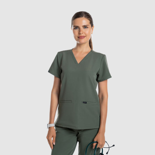 Mira Two Pocket Scrub Top Olive