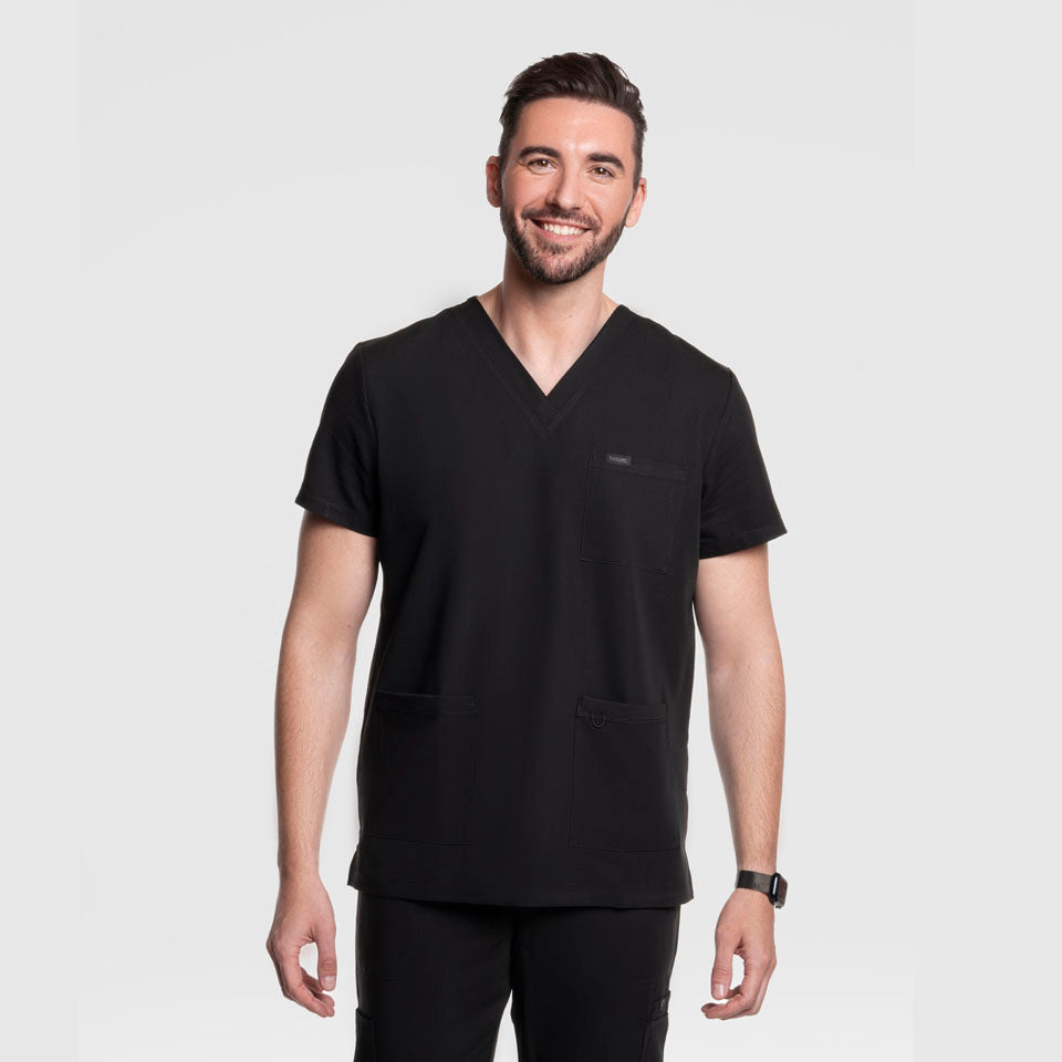 Three Pocket Scrub Top Black