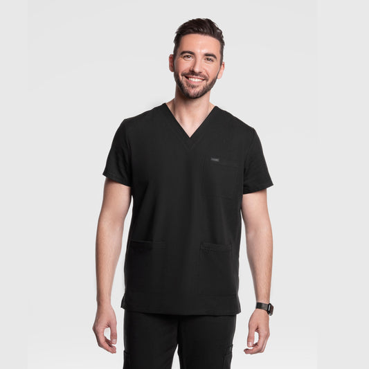 Nexus Three Pocket Scrub Top Black