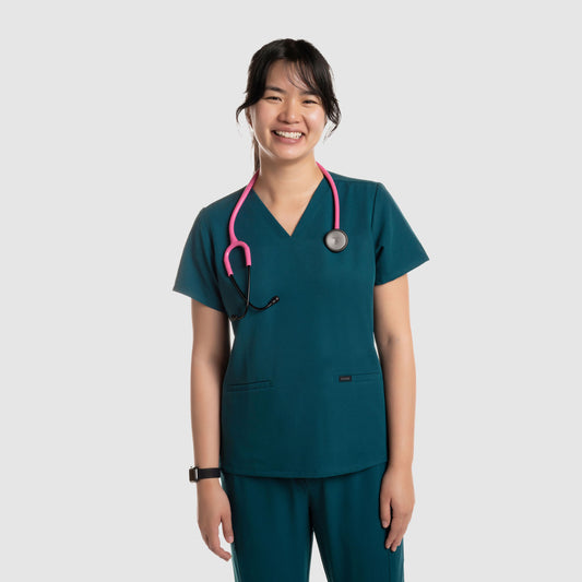 Mira Two Pocket Scrub Top Caribbean Blue
