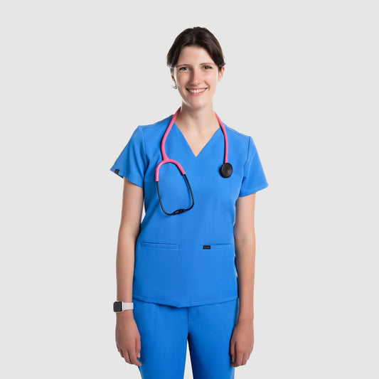 Mira Two Pocket Scrub Top Royal Blue