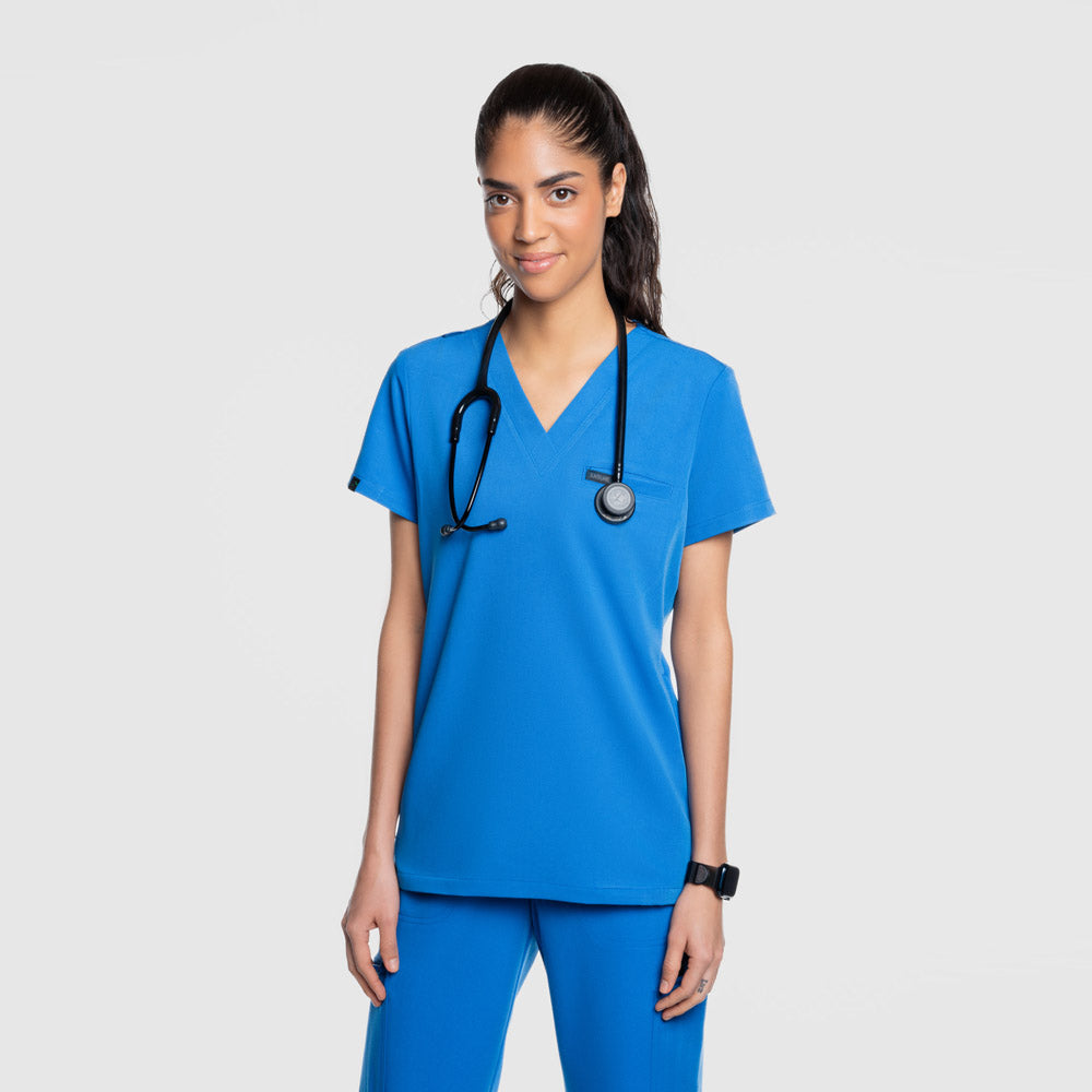 Nura Three Pocket Scrub Top Royal Blue