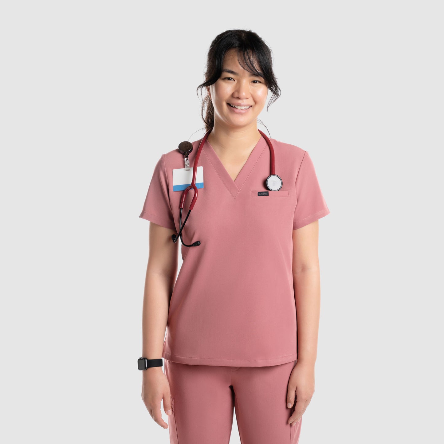Nura Three Pocket Scrub Top Mauve