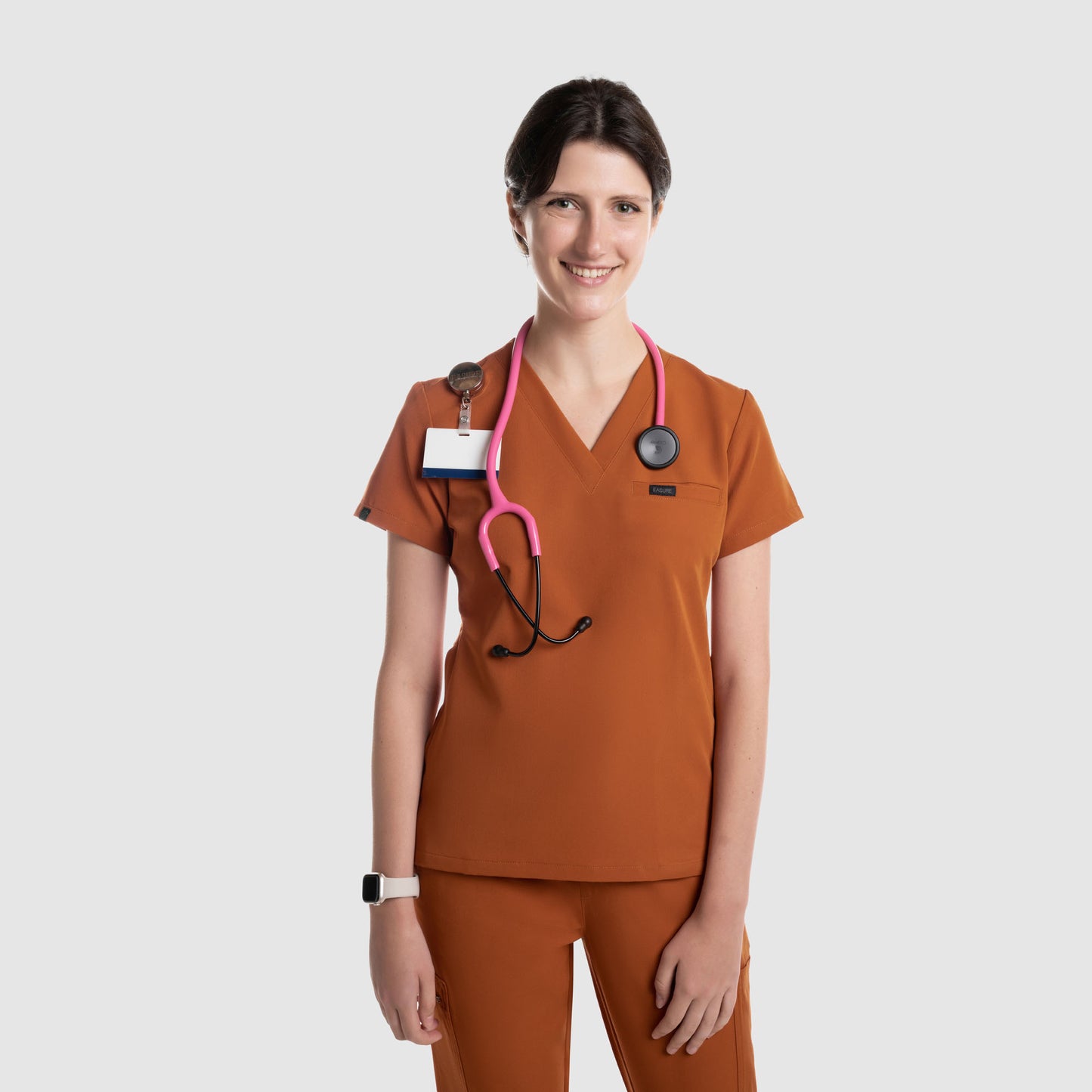 Nura Three Pocket Scrub Top Burnt Orange