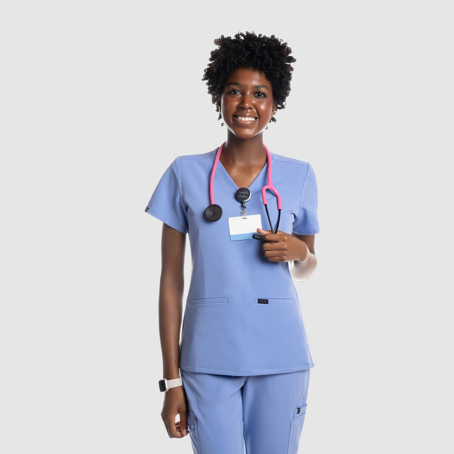 Mira Two Pocket Scrub Top Ceil Blue