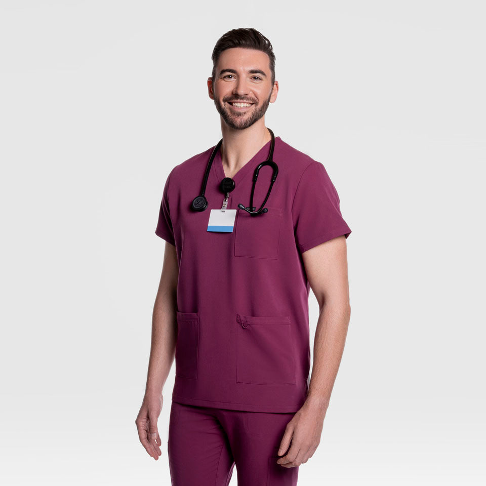 Three Pocket Scrub Top Wine