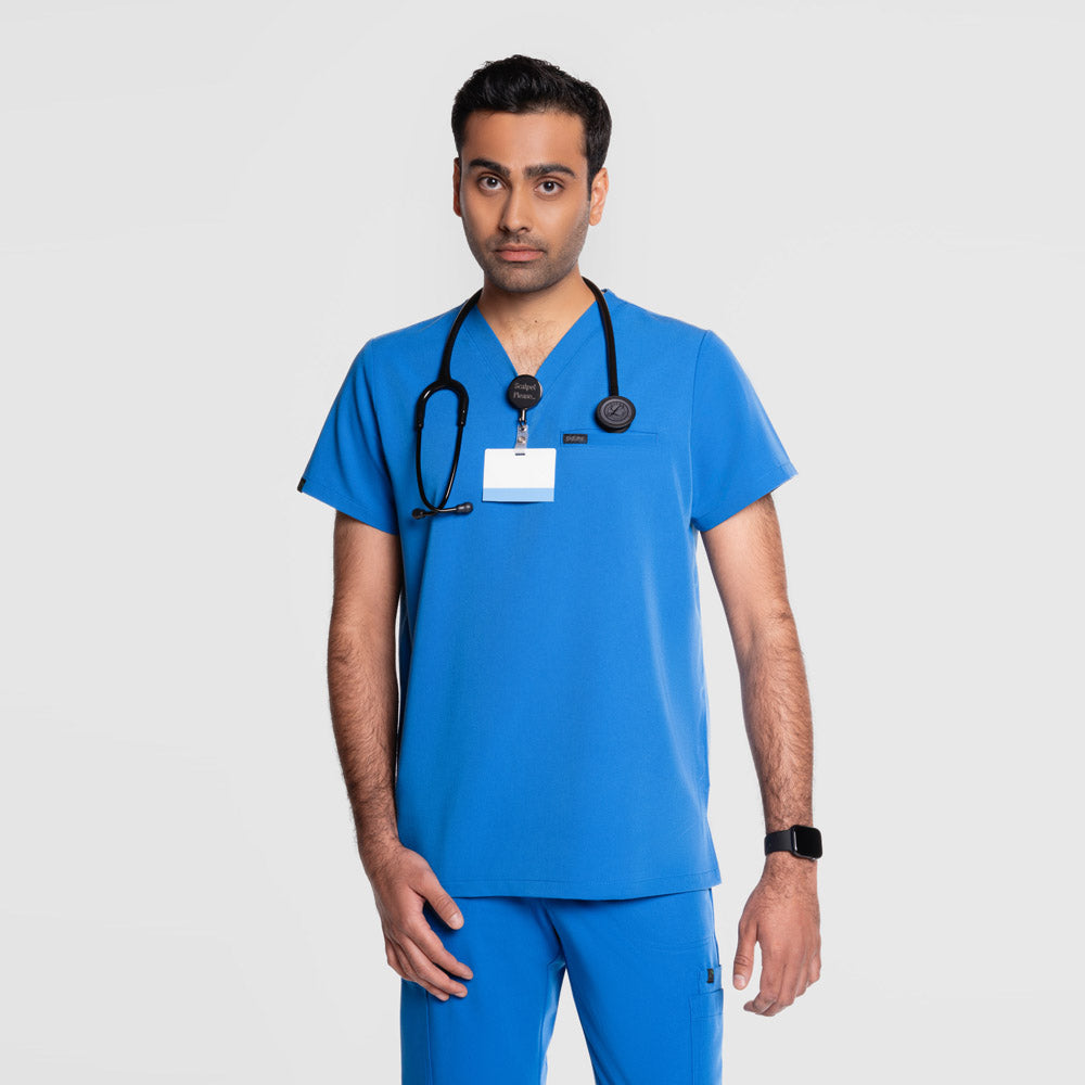 Aven One Pocket Scrub Top Royal Blue