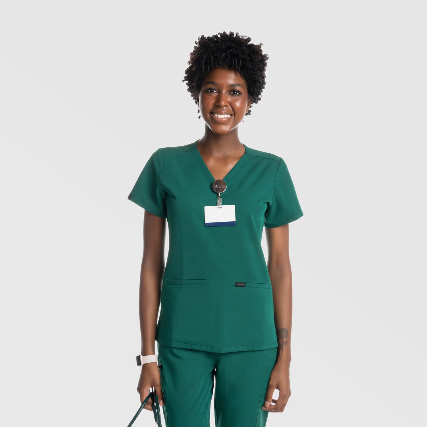Mira Two Pocket Scrub Top Hunter Green