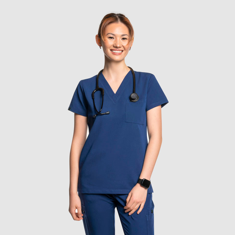 One Pocket Scrub Top Navy Blue