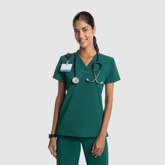 Nura Three Pocket Scrub Top Hunter Green