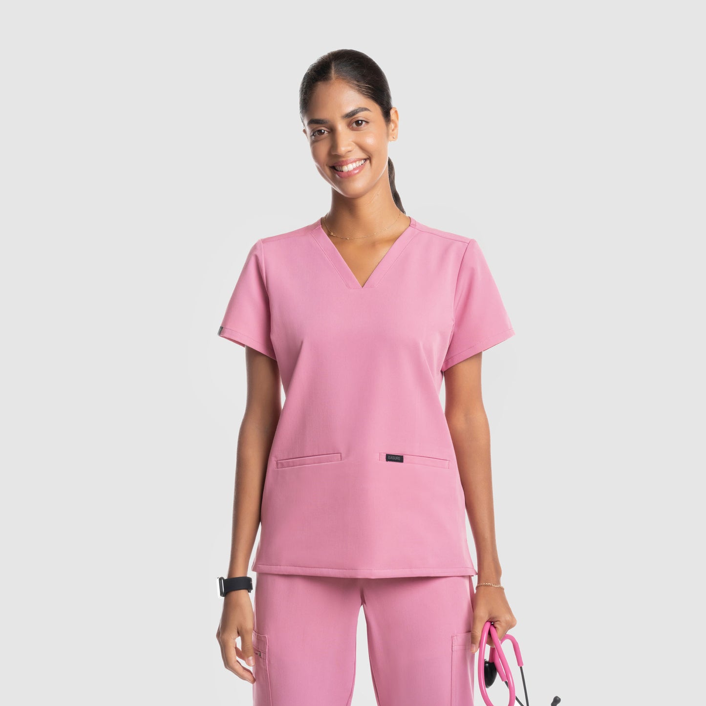 Mira Two Pocket Scrub Top Chalk Pink