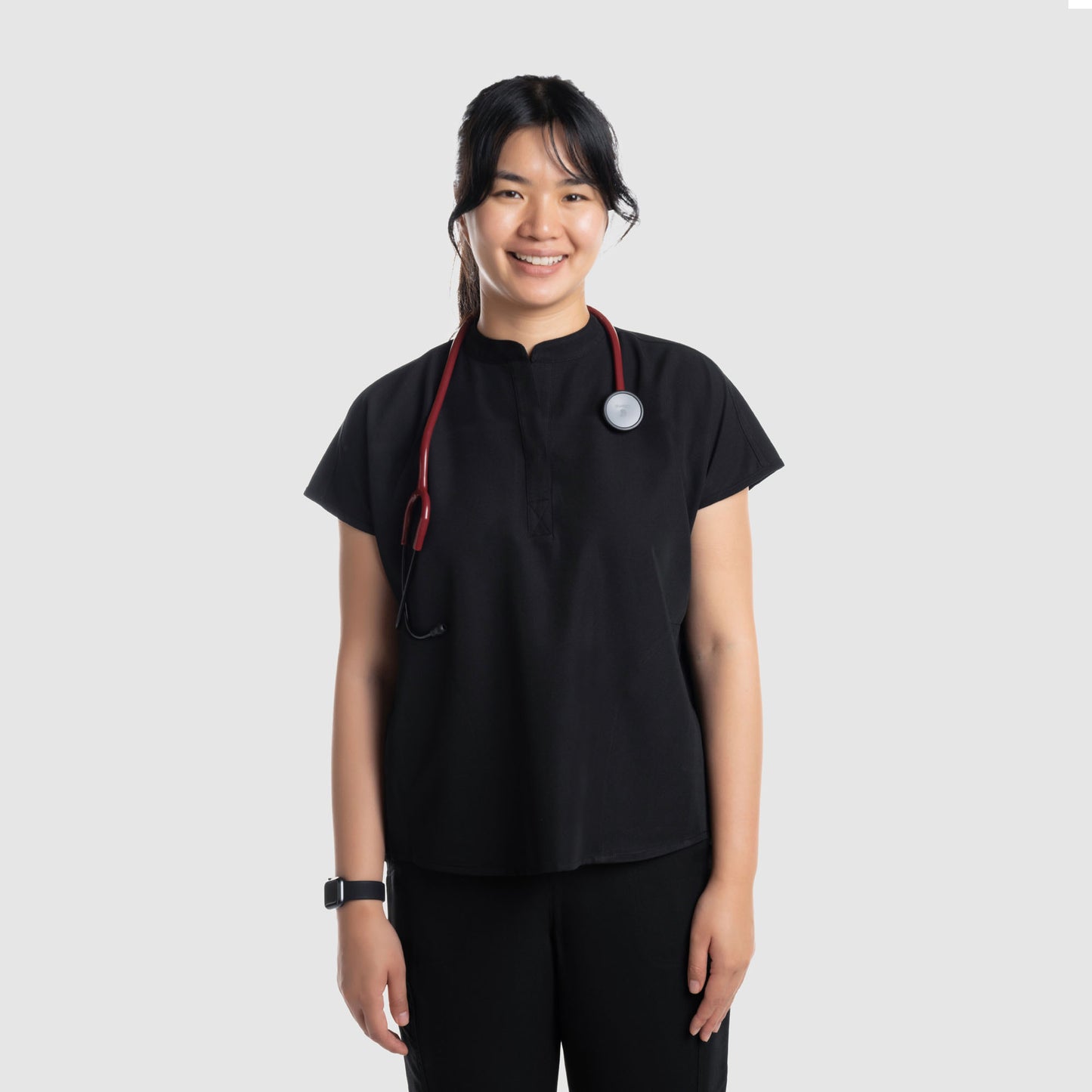Luna Oversized Scrub Top Black